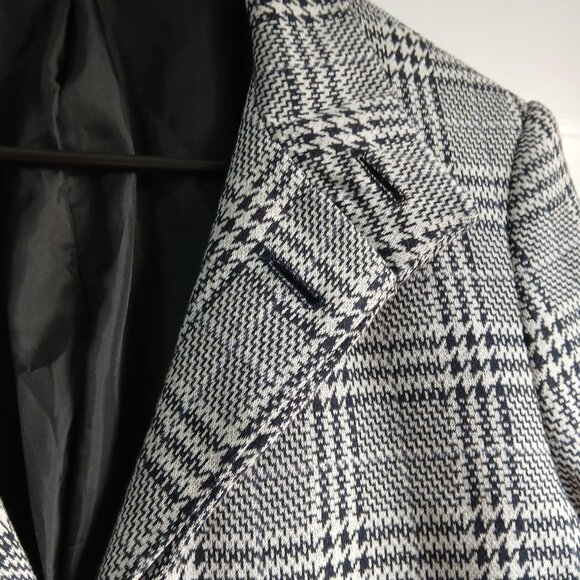 Zara Man Black and White Plaid Mid Length Trench Coat Size Medium - Picture 3 of 11